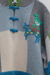 YANYAN KNITS Checked Stand Collar Sweater YYK-YYW23-0171-LANLV Blue/Green YYK-YYW23-0172